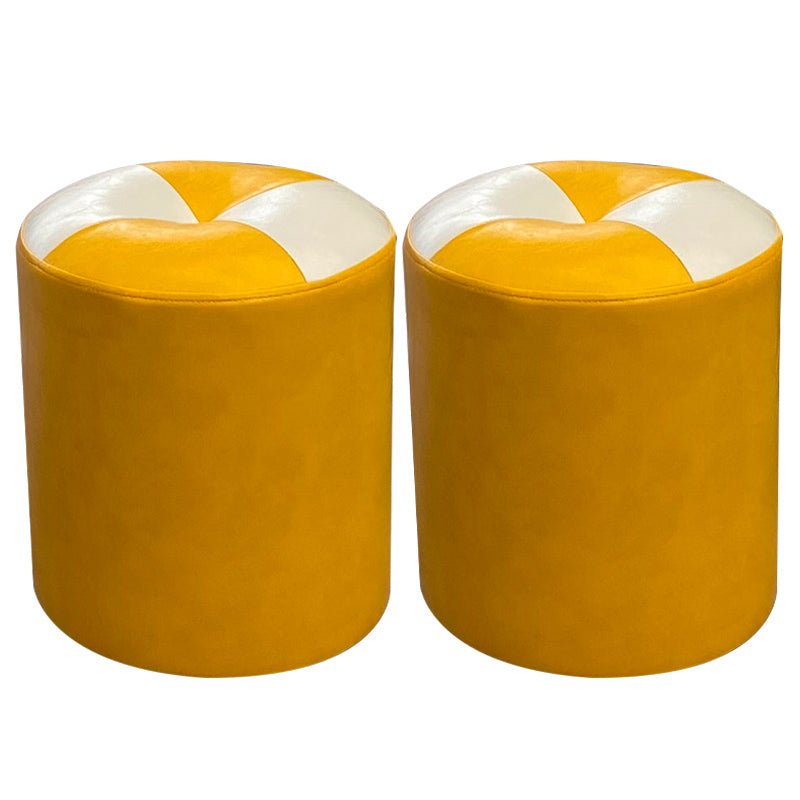 Orange Modern Pouf Water Resistant Round Pouf for Living Room Yellow 2 Piece Set Clearhalo 'furn' 'furn_ottomans_poufs' 'Furniture' 'Living Room Furniture' 'Ottomans & Poufs' 'ottomans_poufs' 6284548
