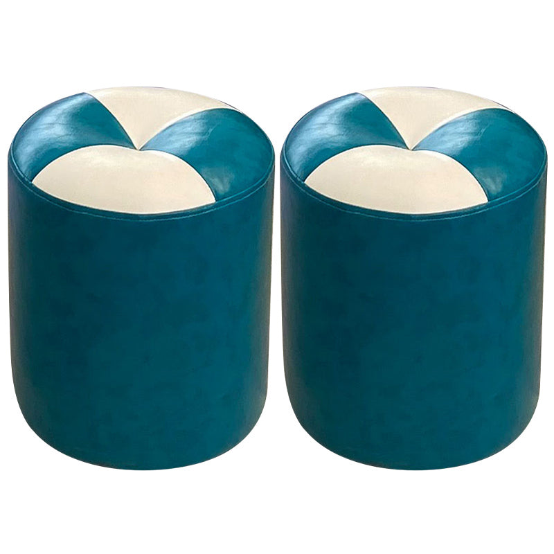 Orange Modern Pouf Water Resistant Round Pouf for Living Room Peacock Blue 2 Piece Set Clearhalo 'furn' 'furn_ottomans_poufs' 'Furniture' 'Living Room Furniture' 'Ottomans & Poufs' 'ottomans_poufs' 6284554