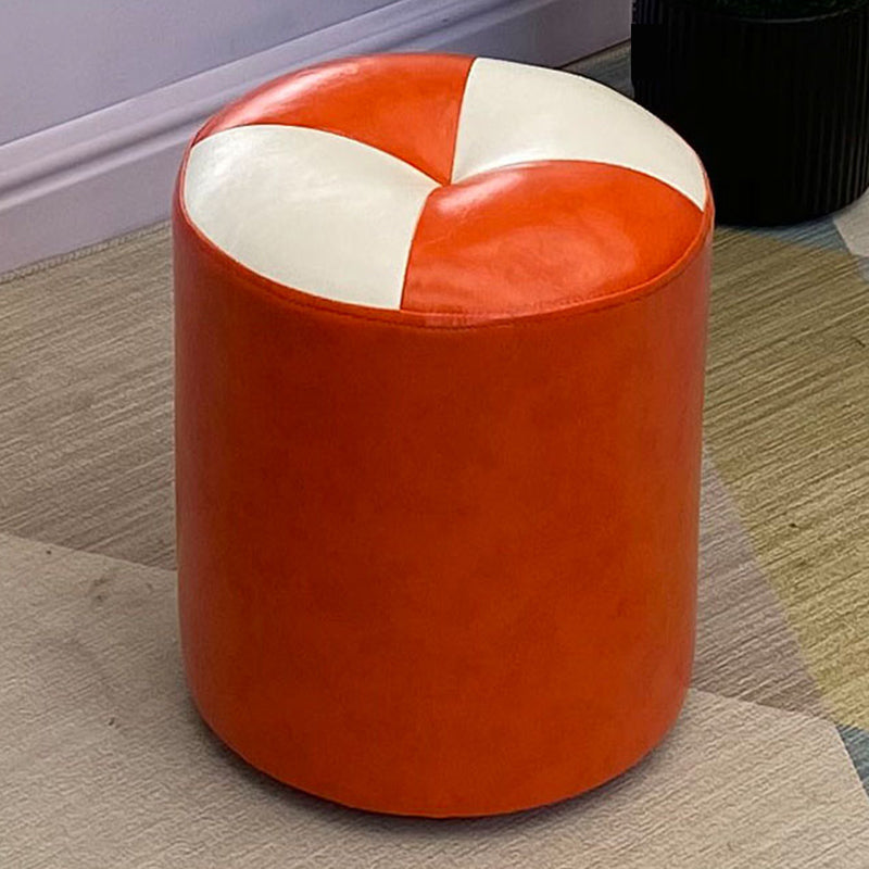 Orange Modern Pouf Water Resistant Round Pouf for Living Room Orange 1 Piece Clearhalo 'furn' 'furn_ottomans_poufs' 'Furniture' 'Living Room Furniture' 'Ottomans & Poufs' 'ottomans_poufs' 6284565
