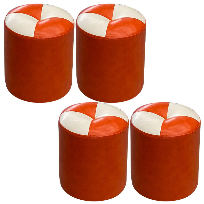 Orange Modern Pouf Water Resistant Round Pouf for Living Room Orange 4 Piece Set Clearhalo 'furn' 'furn_ottomans_poufs' 'Furniture' 'Living Room Furniture' 'Ottomans & Poufs' 'ottomans_poufs' 6284568
