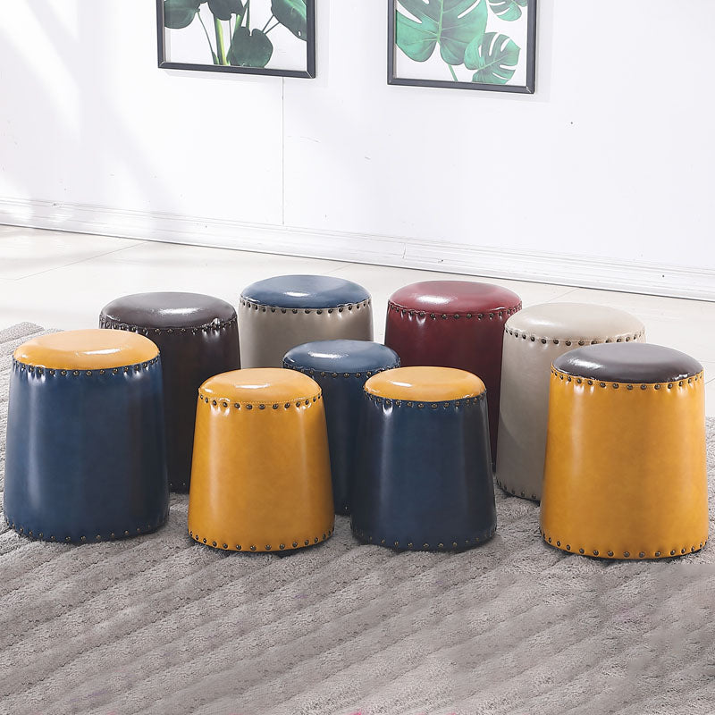 Leather Yellow Pouf Modern Stain Resistant Round Indoor Pouf Clearhalo 'furn' 'furn_ottomans_poufs' 'Furniture' 'Living Room Furniture' 'Ottomans & Poufs' 'ottomans_poufs' 6284575