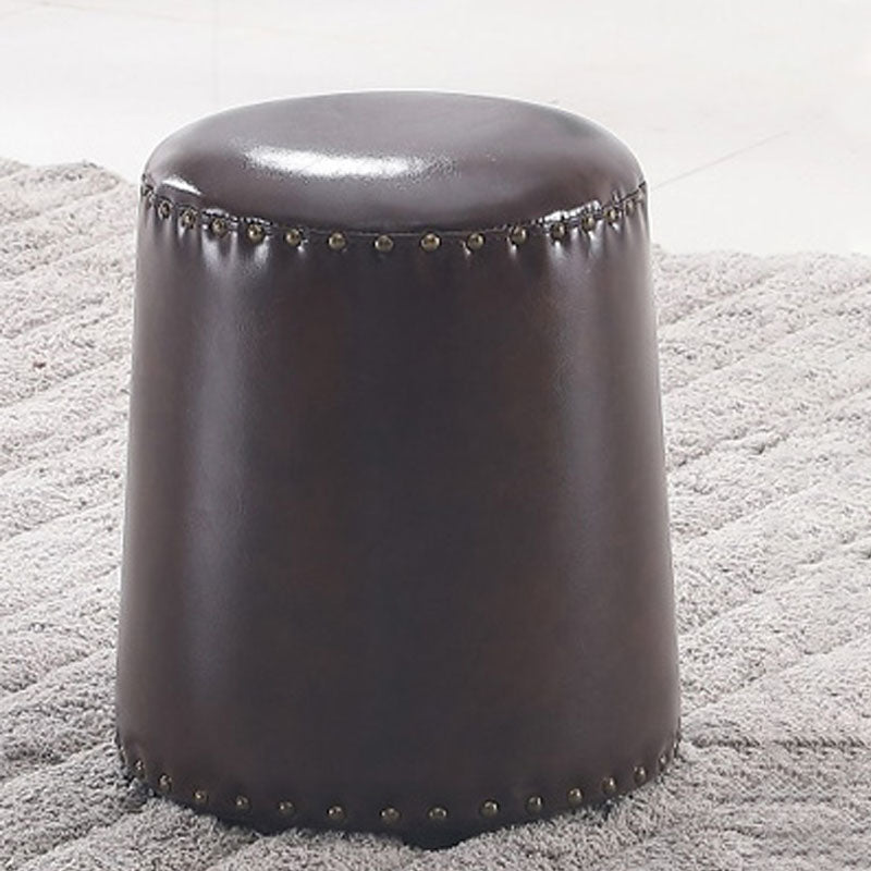 Leather Yellow Pouf Modern Stain Resistant Round Indoor Pouf Coffee 1 Piece Clearhalo 'furn' 'furn_ottomans_poufs' 'Furniture' 'Living Room Furniture' 'Ottomans & Poufs' 'ottomans_poufs' 6284576