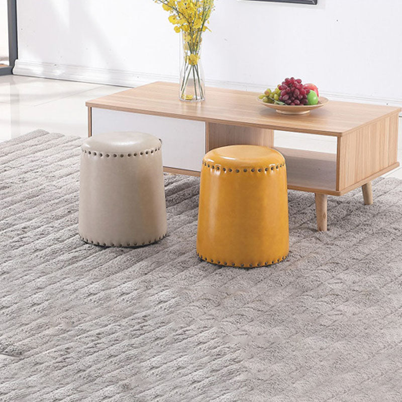 Leather Yellow Pouf Modern Stain Resistant Round Indoor Pouf Clearhalo 'furn' 'furn_ottomans_poufs' 'Furniture' 'Living Room Furniture' 'Ottomans & Poufs' 'ottomans_poufs' 6284577