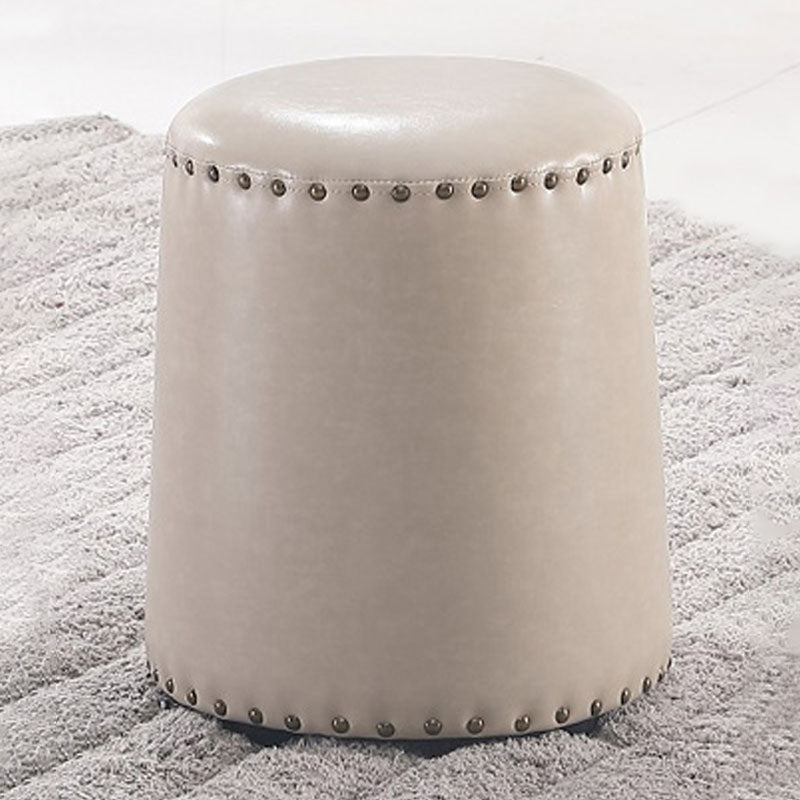 Leather Yellow Pouf Modern Stain Resistant Round Indoor Pouf Grey 1 Piece Clearhalo 'furn' 'furn_ottomans_poufs' 'Furniture' 'Living Room Furniture' 'Ottomans & Poufs' 'ottomans_poufs' 6284579