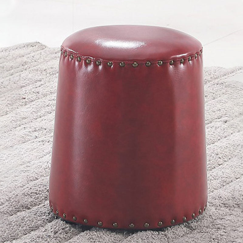 Leather Yellow Pouf Modern Stain Resistant Round Indoor Pouf Red 1 Piece Clearhalo 'furn' 'furn_ottomans_poufs' 'Furniture' 'Living Room Furniture' 'Ottomans & Poufs' 'ottomans_poufs' 6284582