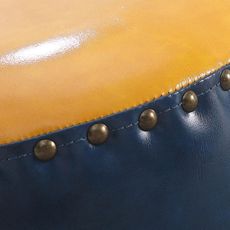 Leather Yellow Pouf Modern Stain Resistant Round Indoor Pouf Clearhalo 'furn' 'furn_ottomans_poufs' 'Furniture' 'Living Room Furniture' 'Ottomans & Poufs' 'ottomans_poufs' 6284584