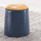 Leather Yellow Pouf Modern Stain Resistant Round Indoor Pouf Dark Blue 1 Piece Clearhalo 'furn' 'furn_ottomans_poufs' 'Furniture' 'Living Room Furniture' 'Ottomans & Poufs' 'ottomans_poufs' 6284585
