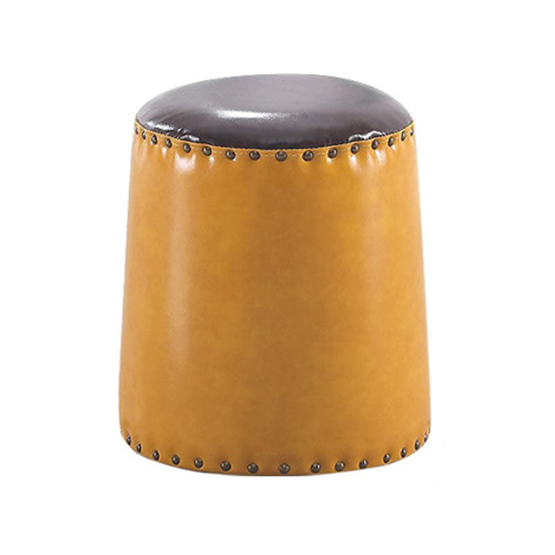 Leather Yellow Pouf Modern Stain Resistant Round Indoor Pouf Clearhalo 'furn' 'furn_ottomans_poufs' 'Furniture' 'Living Room Furniture' 'Ottomans & Poufs' 'ottomans_poufs' 6284587