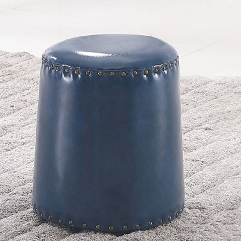 Leather Yellow Pouf Modern Stain Resistant Round Indoor Pouf Peacock Blue 1 Piece Clearhalo 'furn' 'furn_ottomans_poufs' 'Furniture' 'Living Room Furniture' 'Ottomans & Poufs' 'ottomans_poufs' 6284588