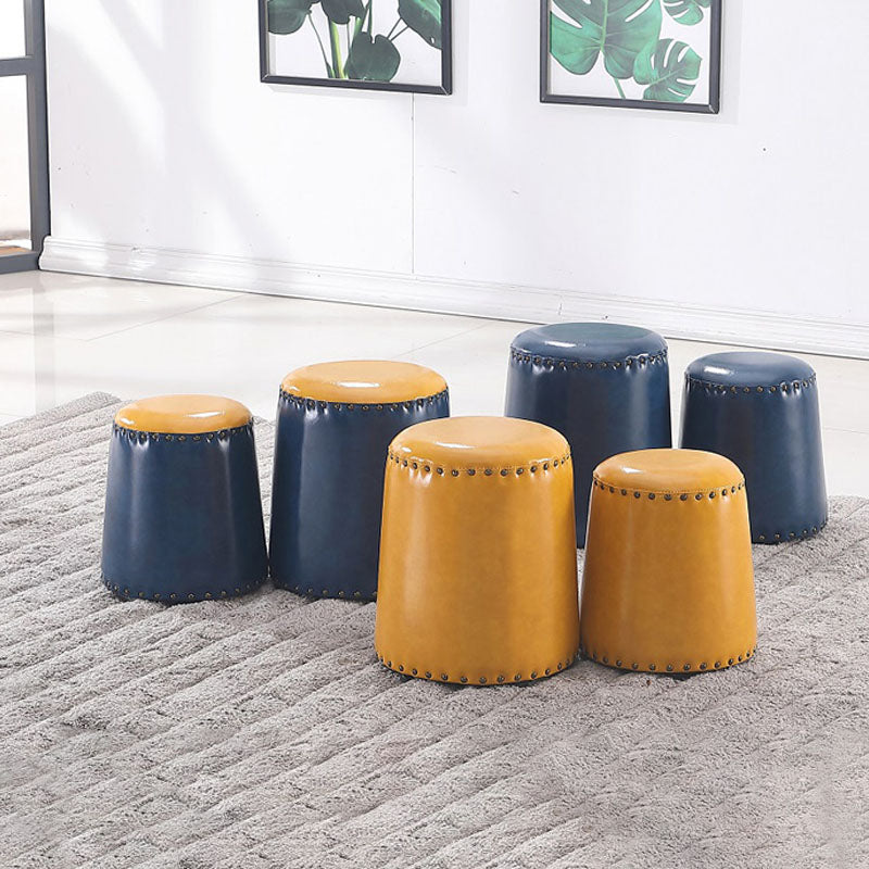 Leather Yellow Pouf Modern Stain Resistant Round Indoor Pouf Clearhalo 'furn' 'furn_ottomans_poufs' 'Furniture' 'Living Room Furniture' 'Ottomans & Poufs' 'ottomans_poufs' 6284592