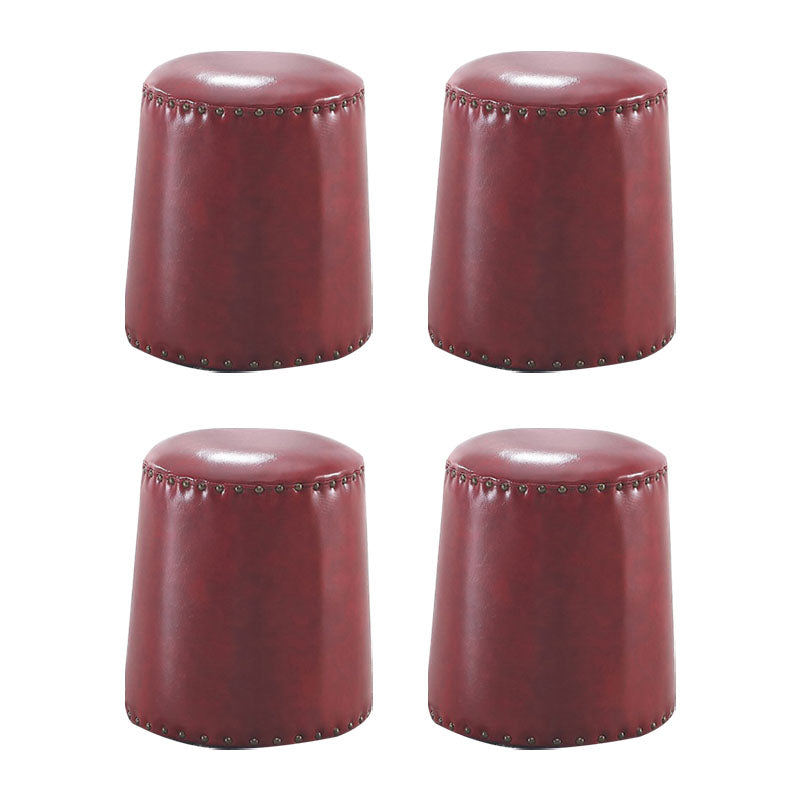 Leather Yellow Pouf Modern Stain Resistant Round Indoor Pouf Red 4 Piece Set Clearhalo 'furn' 'furn_ottomans_poufs' 'Furniture' 'Living Room Furniture' 'Ottomans & Poufs' 'ottomans_poufs' 6284596