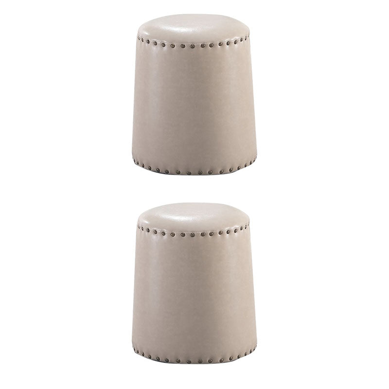 Leather Yellow Pouf Modern Stain Resistant Round Indoor Pouf Grey 2 Piece Set Clearhalo 'furn' 'furn_ottomans_poufs' 'Furniture' 'Living Room Furniture' 'Ottomans & Poufs' 'ottomans_poufs' 6284597