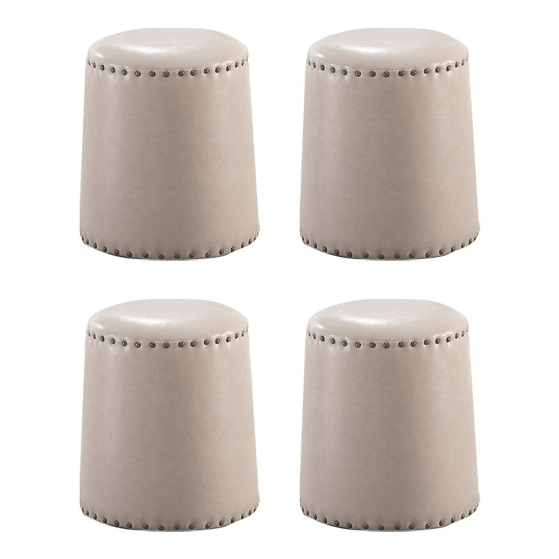 Leather Yellow Pouf Modern Stain Resistant Round Indoor Pouf Grey 4 Piece Set Clearhalo 'furn' 'furn_ottomans_poufs' 'Furniture' 'Living Room Furniture' 'Ottomans & Poufs' 'ottomans_poufs' 6284600