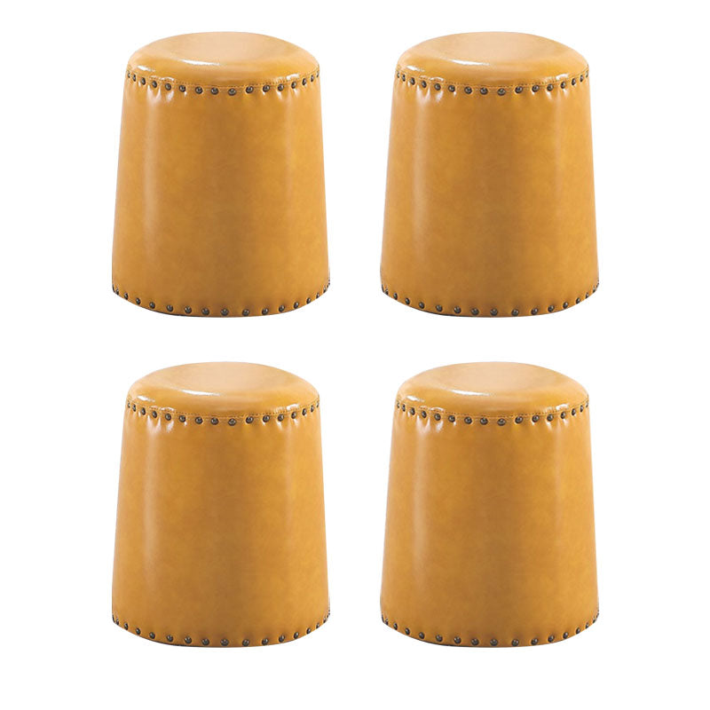 Leather Yellow Pouf Modern Stain Resistant Round Indoor Pouf Yellow 4 Piece Set Clearhalo 'furn' 'furn_ottomans_poufs' 'Furniture' 'Living Room Furniture' 'Ottomans & Poufs' 'ottomans_poufs' 6284602