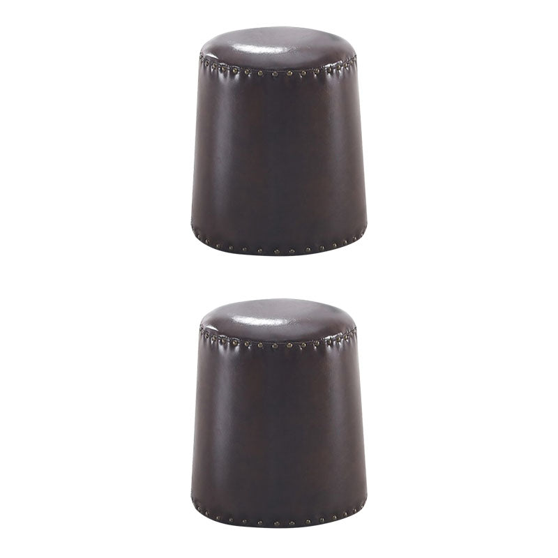 Leather Yellow Pouf Modern Stain Resistant Round Indoor Pouf Coffee 2 Piece Set Clearhalo 'furn' 'furn_ottomans_poufs' 'Furniture' 'Living Room Furniture' 'Ottomans & Poufs' 'ottomans_poufs' 6284603