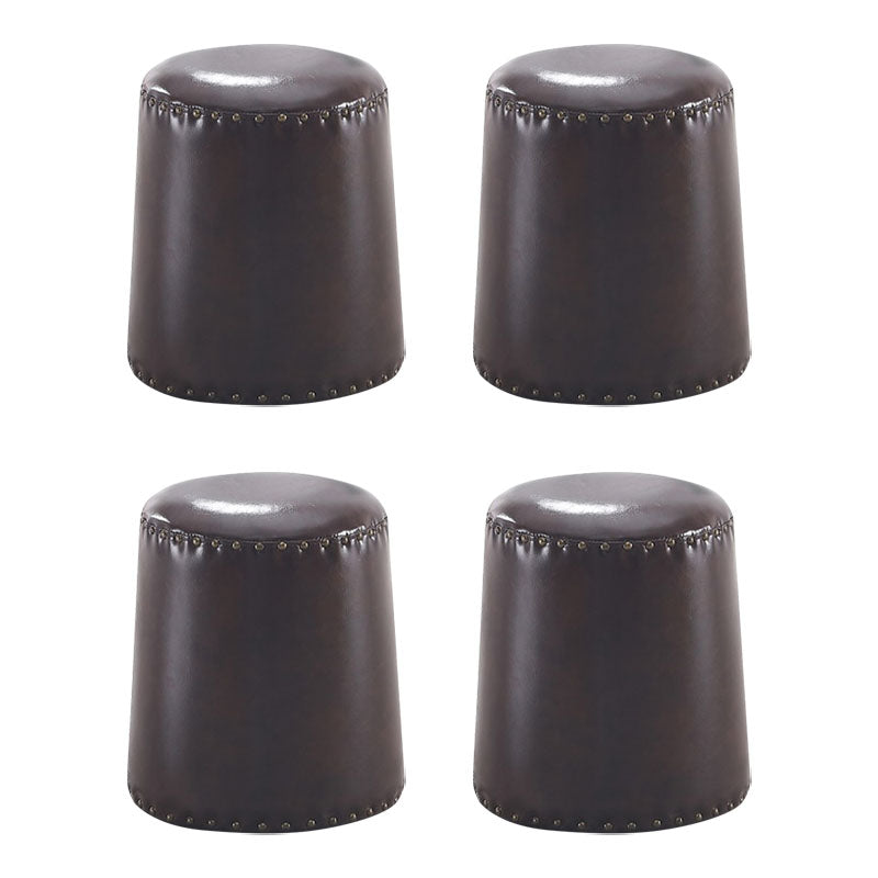 Leather Yellow Pouf Modern Stain Resistant Round Indoor Pouf Coffee 4 Piece Set Clearhalo 'furn' 'furn_ottomans_poufs' 'Furniture' 'Living Room Furniture' 'Ottomans & Poufs' 'ottomans_poufs' 6284604