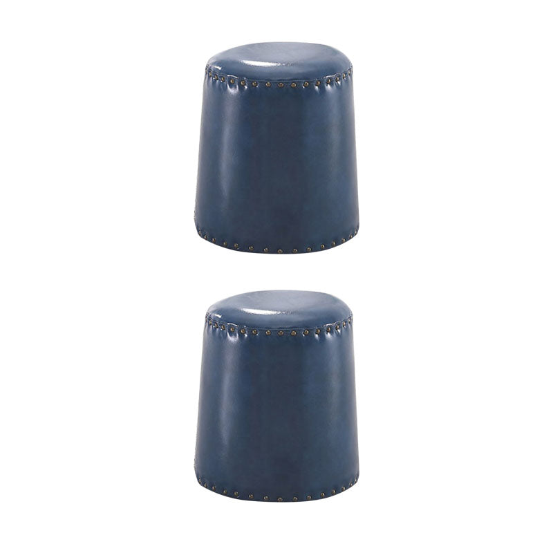 Leather Yellow Pouf Modern Stain Resistant Round Indoor Pouf Peacock Blue 2 Piece Set Clearhalo 'furn' 'furn_ottomans_poufs' 'Furniture' 'Living Room Furniture' 'Ottomans & Poufs' 'ottomans_poufs' 6284605
