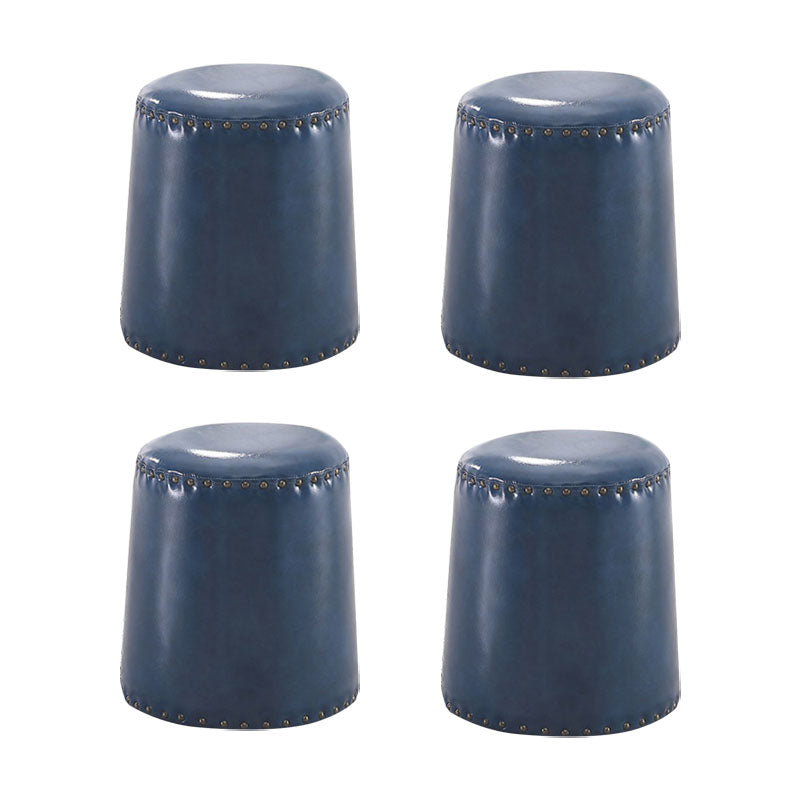 Leather Yellow Pouf Modern Stain Resistant Round Indoor Pouf Peacock Blue 4 Piece Set Clearhalo 'furn' 'furn_ottomans_poufs' 'Furniture' 'Living Room Furniture' 'Ottomans & Poufs' 'ottomans_poufs' 6284606
