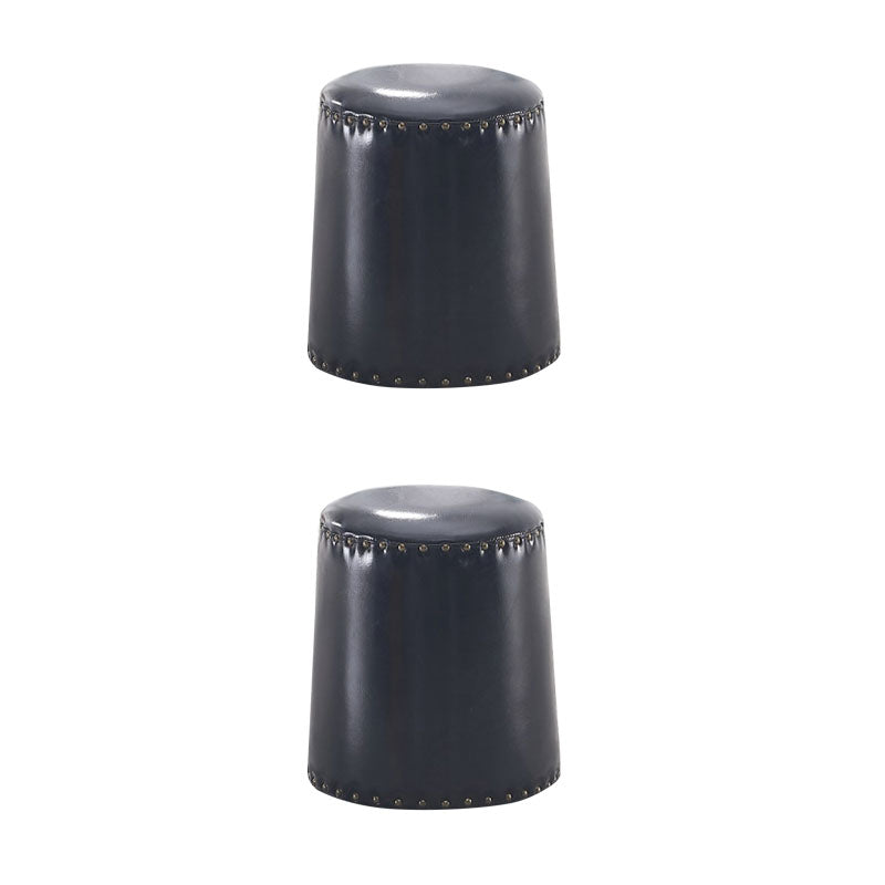 Leather Yellow Pouf Modern Stain Resistant Round Indoor Pouf Black 2 Piece Set Clearhalo 'furn' 'furn_ottomans_poufs' 'Furniture' 'Living Room Furniture' 'Ottomans & Poufs' 'ottomans_poufs' 6284607