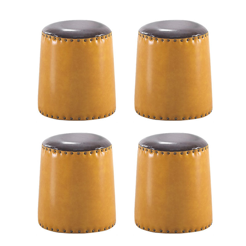 Leather Yellow Pouf Modern Stain Resistant Round Indoor Pouf Ginger 4 Piece Set Clearhalo 'furn' 'furn_ottomans_poufs' 'Furniture' 'Living Room Furniture' 'Ottomans & Poufs' 'ottomans_poufs' 6284610