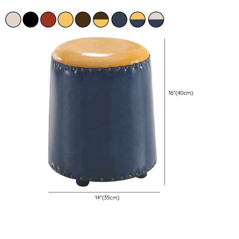Leather Yellow Pouf Modern Stain Resistant Round Indoor Pouf Clearhalo 'furn' 'furn_ottomans_poufs' 'Furniture' 'Living Room Furniture' 'Ottomans & Poufs' 'ottomans_poufs' 6284613