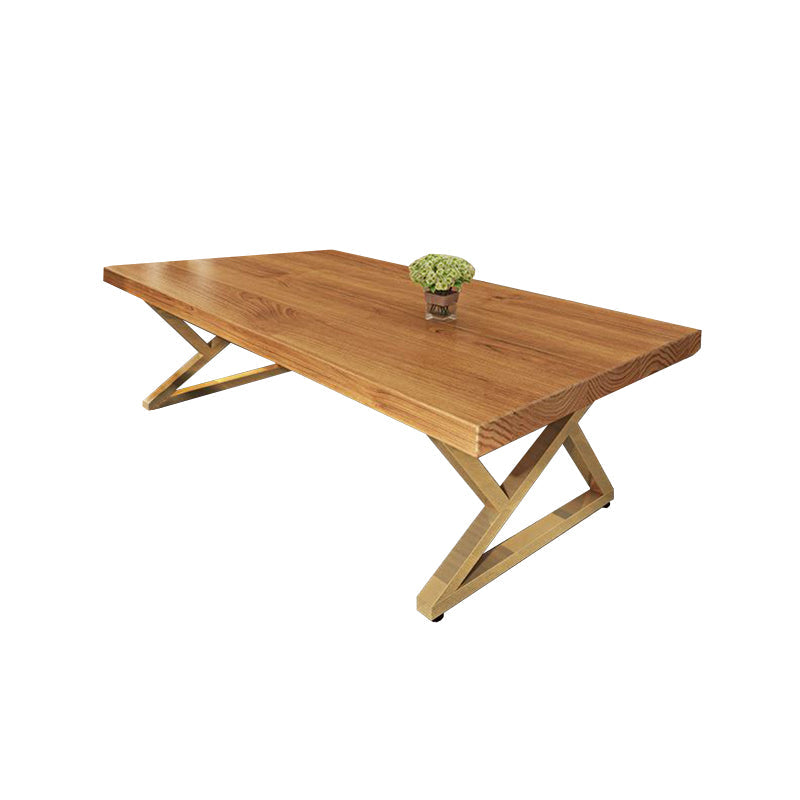 Traditional Luxury Rectangle Dining Room Table Pine Solid Wood Table with Metal Base Brown Without Chairs Clearhalo ' dining_table' 'Dining Tables & Seating' 'Dining Tables' 'furn' 'furn_dining_table' 'Furniture' 'furniture_dining_table' 'Kitchen & Dining Furniture' 'kitchen&dining_furn' 'kitchen' 'kitchen_dining_table' 6285501