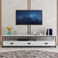 Meuble TV moderne avec 3 tiroirs, console multimédia de rangement ouverte