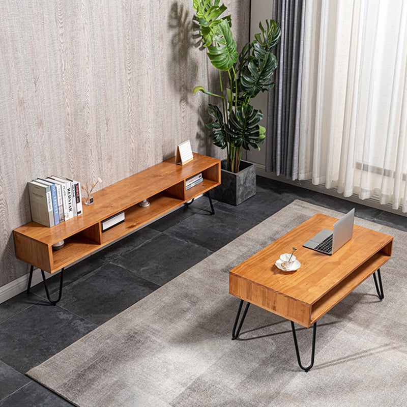 Meuble TV de rangement ouvert, Console multimédia industrielle, meuble TV pour salon