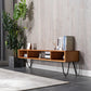 Meuble TV de rangement ouvert, Console multimédia industrielle, meuble TV pour salon