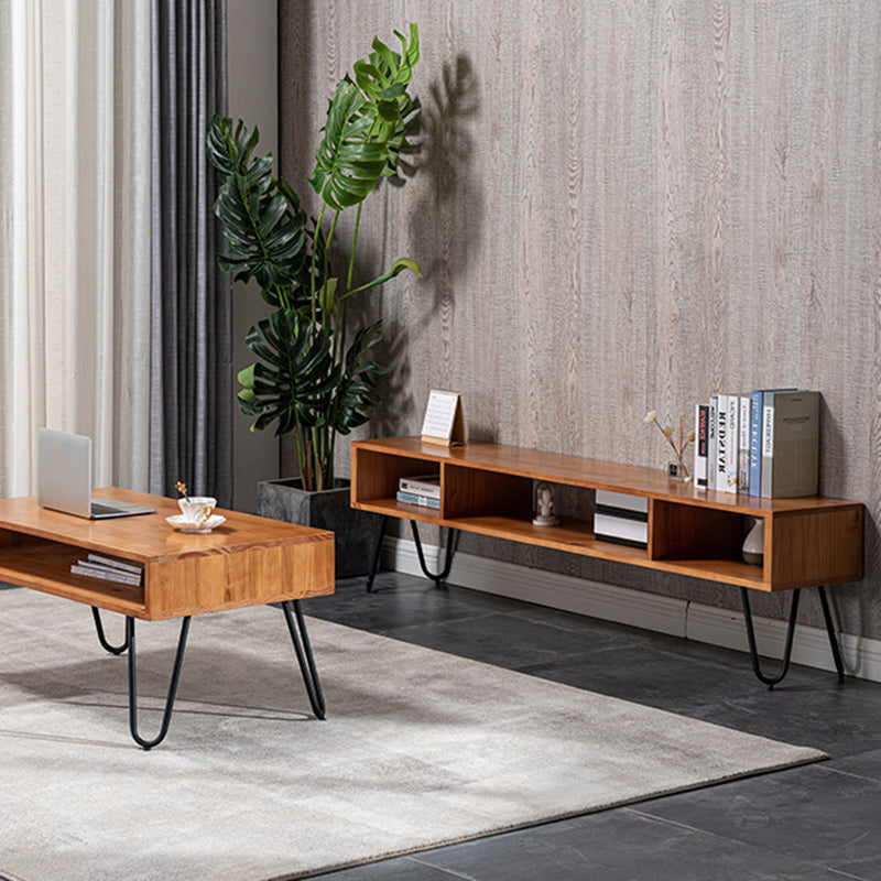 Meuble TV de rangement ouvert, Console multimédia industrielle, meuble TV pour salon