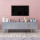 Glam Wood TV Media Stand 16" W Enclosed Storage TV Stand Console with Cabinets 63"L x 15.7"W x 20.5"H Dark Gray Clearhalo 'furn' 'furn_tv_stands_entertainment_centers' 'Furniture' 'Living Room Furniture' 'TV Stands & Entertainment Centers' 'TV Stands & Media Storage Furniture' 'tv_stands_entertainment_centers' 6285591