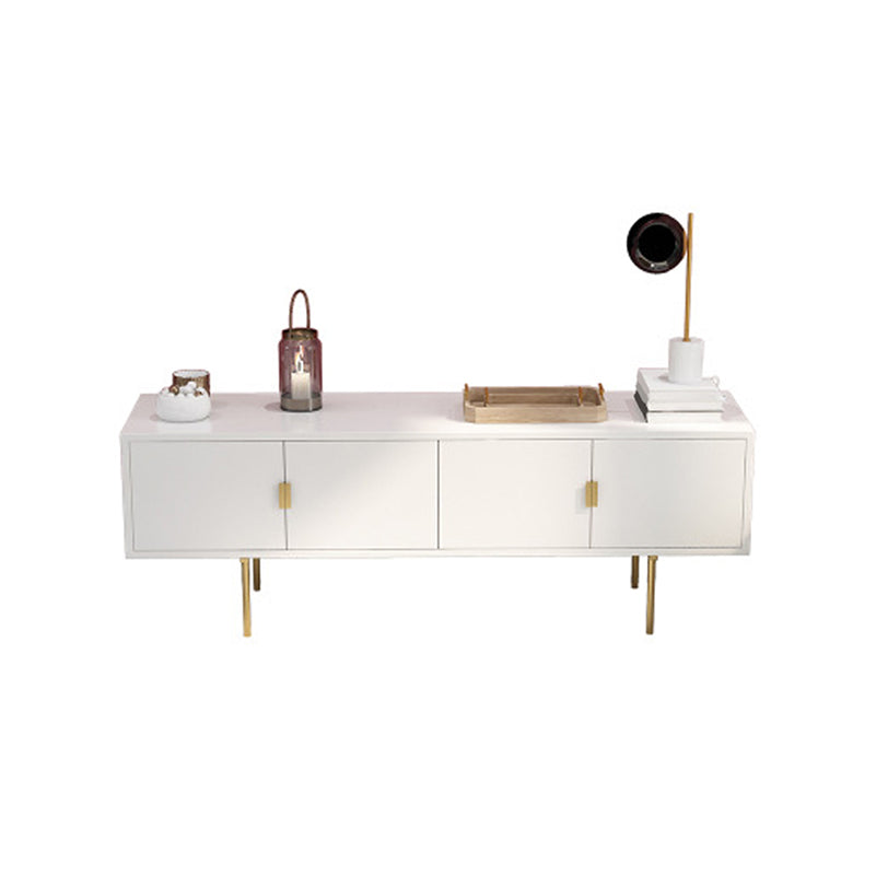 Glam Wood TV Media Stand 16" W Enclosed Storage TV Stand Console with Cabinets White Clearhalo 'furn' 'furn_tv_stands_entertainment_centers' 'Furniture' 'Living Room Furniture' 'TV Stands & Entertainment Centers' 'TV Stands & Media Storage Furniture' 'tv_stands_entertainment_centers' 6285593