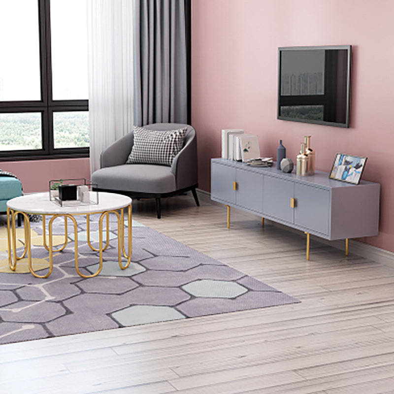 Glam Wood TV Media Stand 16" W Enclosed Storage TV Stand Console with Cabinets Clearhalo 'furn' 'furn_tv_stands_entertainment_centers' 'Furniture' 'Living Room Furniture' 'TV Stands & Entertainment Centers' 'TV Stands & Media Storage Furniture' 'tv_stands_entertainment_centers' 6285602