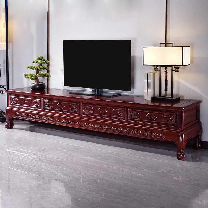 Wooden TV Cabinet Classical Storage TV Stand for Living Room 87"L x 19"W x 18"H Red Cabinet Enclosed Storage Clearhalo 'furn' 'furn_tv_stands_entertainment_centers' 'Furniture' 'Living Room Furniture' 'TV Stands & Entertainment Centers' 'TV Stands & Media Storage Furniture' 'tv_stands_entertainment_centers' 6285651