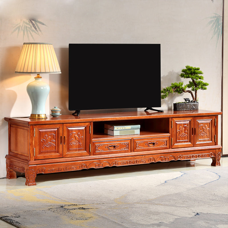 Wooden TV Cabinet Classical Storage TV Stand for Living Room 79"L x 17"W x 20"H Wood Open Shelving Clearhalo 'furn' 'furn_tv_stands_entertainment_centers' 'Furniture' 'Living Room Furniture' 'TV Stands & Entertainment Centers' 'TV Stands & Media Storage Furniture' 'tv_stands_entertainment_centers' 6285653