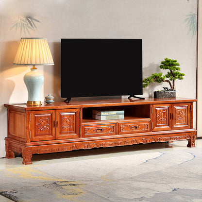 Wooden TV Cabinet Classical Storage TV Stand for Living Room 79"L x 17"W x 20"H Wood Open Shelving Clearhalo 'furn' 'furn_tv_stands_entertainment_centers' 'Furniture' 'Living Room Furniture' 'TV Stands & Entertainment Centers' 'TV Stands & Media Storage Furniture' 'tv_stands_entertainment_centers' 6285653