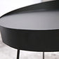 Mesa de centro redonda de hierro de mediados de siglo, juego de mesa de cóctel con tapa de bandeja de 2 piezas