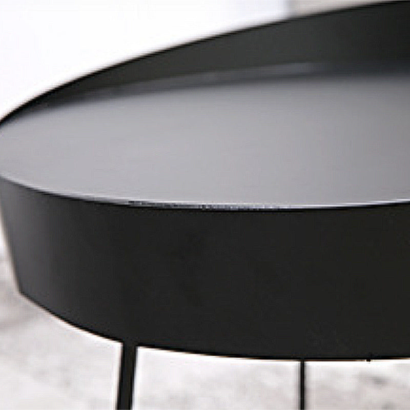 Mesa de centro redonda de hierro de mediados de siglo, juego de mesa de cóctel con tapa de bandeja de 2 piezas