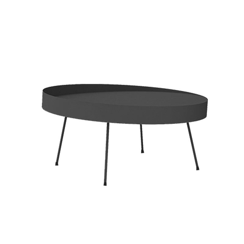 Mesa de centro redonda de hierro de mediados de siglo, juego de mesa de cóctel con tapa de bandeja de 2 piezas