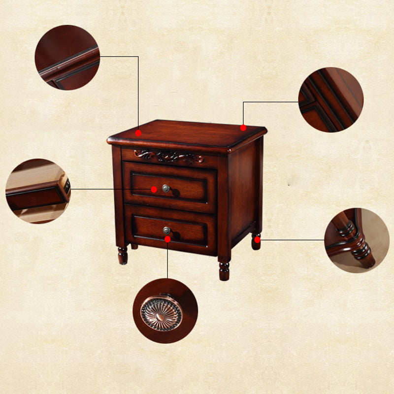 17,5 "W x 20" H Tavolo da notte in legno di gomma tradizionale per soggiorno