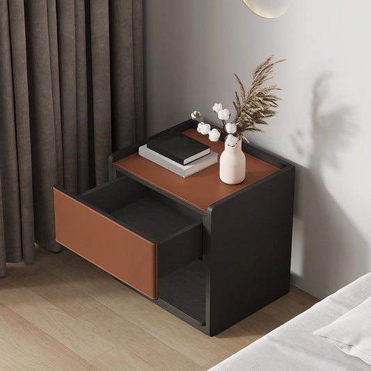 Gabinete de cama de cuero de estilo moderno 1 cajón nocturno para dormitorio