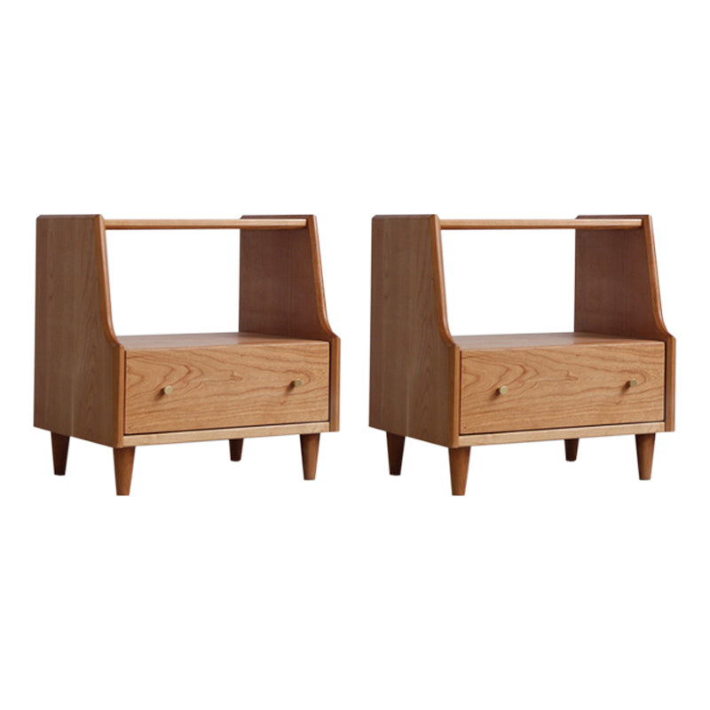 1 Drawer Medium Wood Nightstand Modern Solid Wood Night Table ,19.7" Tall 18"L x 16"W x 20"H Cherry Wood 2 Piece Set Clearhalo 'Bedroom Furniture' 'furn' 'furn_night_stand' 'Furniture' 'night_stand' 'Nightstands' 6285863