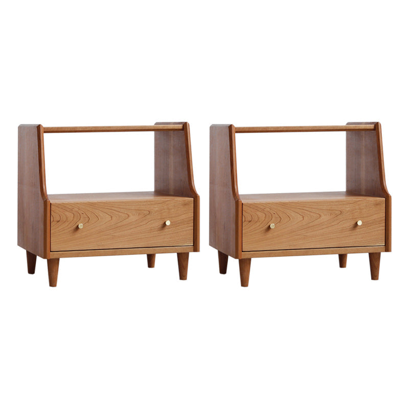 1 Drawer Medium Wood Nightstand Modern Solid Wood Night Table ,19.7" Tall 20"L x 16"W x 20"H Cherry Wood 2 Piece Set Clearhalo 'Bedroom Furniture' 'furn' 'furn_night_stand' 'Furniture' 'night_stand' 'Nightstands' 6285868