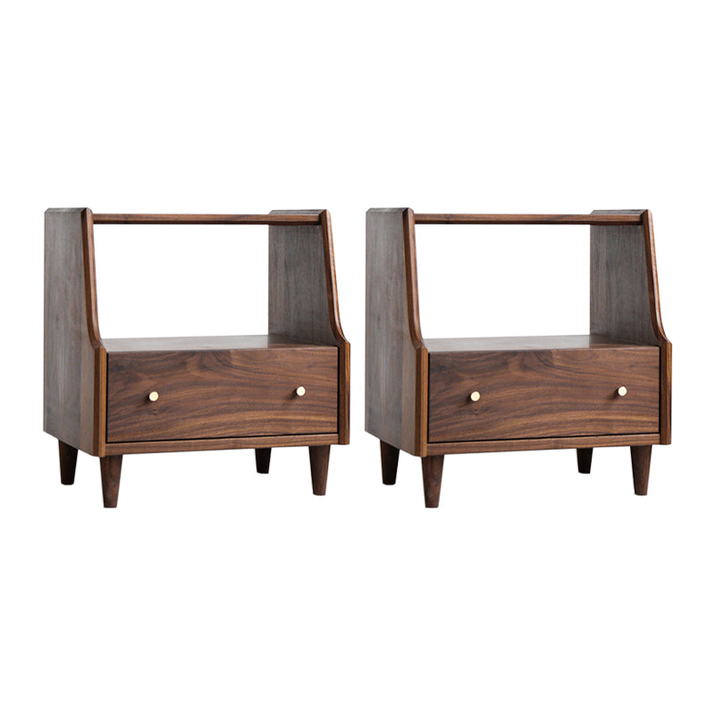 1 Drawer Medium Wood Nightstand Modern Solid Wood Night Table ,19.7" Tall 18"L x 16"W x 20"H Dark Walnut 2 Piece Set Clearhalo 'Bedroom Furniture' 'furn' 'furn_night_stand' 'Furniture' 'night_stand' 'Nightstands' 6285871