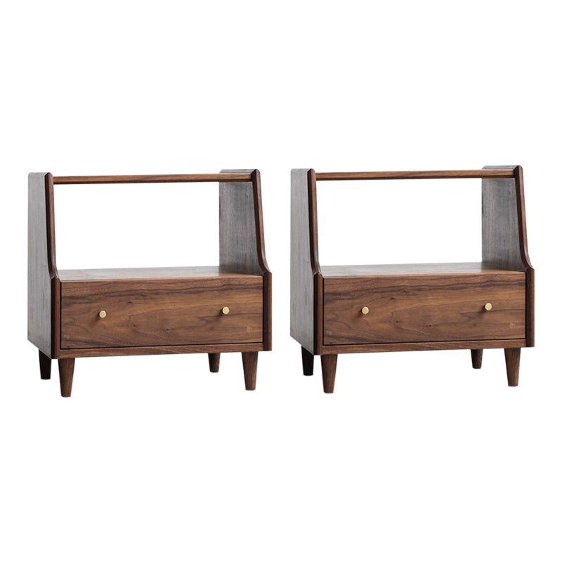 1 Drawer Medium Wood Nightstand Modern Solid Wood Night Table ,19.7" Tall 20"L x 16"W x 20"H Dark Walnut 2 Piece Set Clearhalo 'Bedroom Furniture' 'furn' 'furn_night_stand' 'Furniture' 'night_stand' 'Nightstands' 6285875