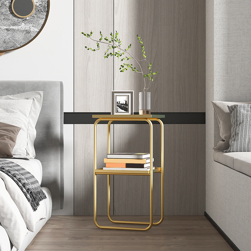 16,5 "W x 30" H Tavolo da notte in metallo moderno con 2 ripiani