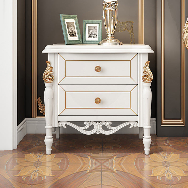 2 cassetti tavolo da notte in legno massiccio tradizionale comodino, 23,6 "di altezza