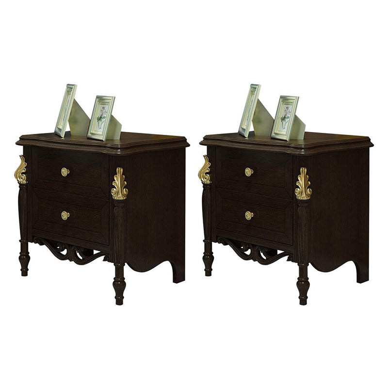 2 cassetti tavolo da notte in legno massiccio tradizionale comodino, 23,6 "di altezza