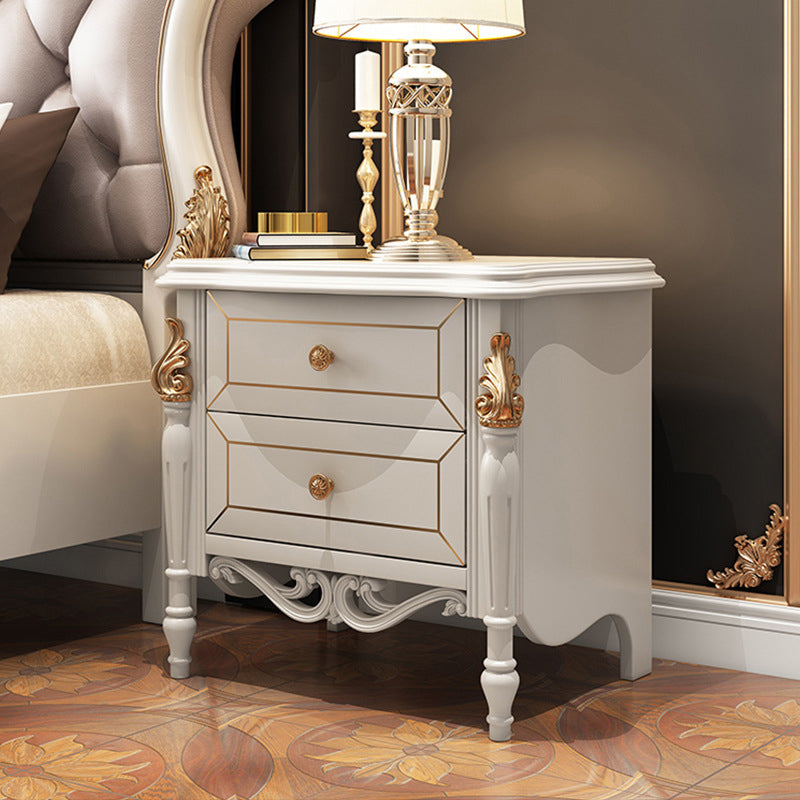 2 cassetti tavolo da notte in legno massiccio tradizionale comodino, 23,6 "di altezza