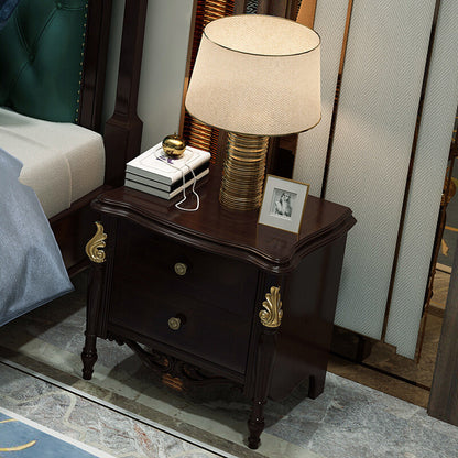 2 cassetti tavolo da notte in legno massiccio tradizionale comodino, 23,6 "di altezza